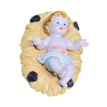 Imagem de FLCPJGV Estátua do Menino Jesus, decoração de presépio, estatueta do Menino Jesus para lareira, feriado, L 11cmx18cm