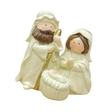 Imagem de IEUDNS Mini estátua da Sagrada Família, ornamento de decoração artística, escultura de Maria José, figuras para mesa, sala de estar interna