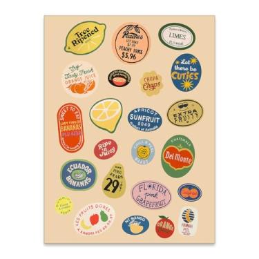 Imagem de Arte de parede moderna em tela de cozinha vintage impressão de imagens de mercado de frutas retrô pôsteres de comida para sala de estar, cozinha, decoração de jantar 20 x 25 cm sem moldura