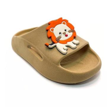 Imagem de Chinelo Slide Masculino Criança Leão Bebê Lindo Leve Calce Fácil - Joj