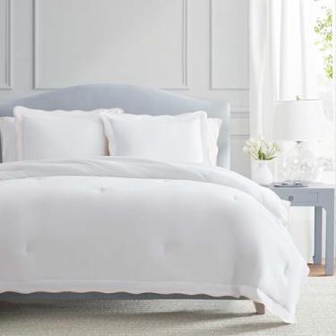 Imagem de Martha Stewart - Conjunto de edredom Queen, macio e macio com toque leve de algodão percal, reversível de 3 peças com fronhas combinando (rosa recortada simples)