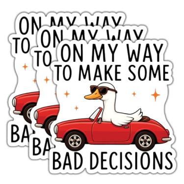 Imagem de (3 peças) On My Way to Make Some Bad Decisions Adesivos de citações engraçadas decalque adesivos de vinil à prova d'água adulto para laptop Kindle copo de carro garrafa de água caneca telefone caderno