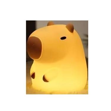 Imagem de Luminária de Mesa Capivara Infantil - Apontador+Luz Noturna, Bateria 8h, Cores Suaves, Carregamento USB(Capivara sentada)