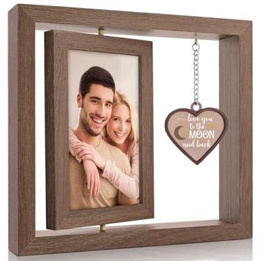 Imagem de LukieJac Porta-retrato Love You to the Moon and Back – Porta-retrato giratório de 10 x 15 cm