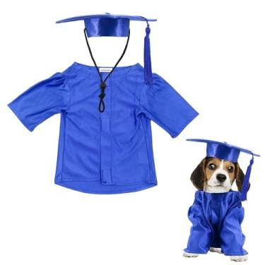 Imagem de GraduatePro Conjunto de fantasia de boné e vestido de formatura para cães – Tecido de malha ajustável com borla dourada, 4 tamanhos (P/M/G/GG) para cães pequenos e gatos e cães médios, roupa de