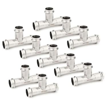 Imagem de TAISHER 5 peças de acessórios de prensa de aço inoxidável 304, camiseta deslizante de pressão de 3/10.2 cm, sem camisetas de parada de tubo, encaixe de pressão de pressão, encanamento residencial