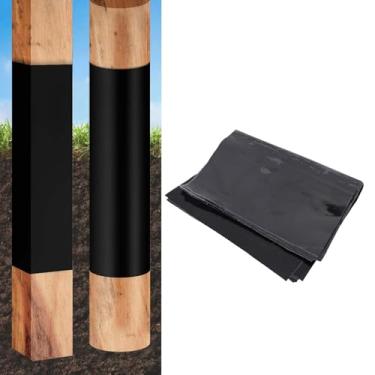 Imagem de Asixxsix 6pcs Cerca Pós -Protetor, 43x30cm Protetor de Madeira de Madeira de 43x30cm de Proteção de Podridão Auto -adesiva