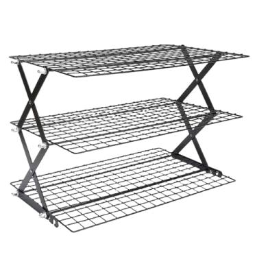 Imagem de TOPINCN Rack de Cozinha Em Aço Inoxidável, Suporte para Mesa, Suporte de Bancada Culinária, Organizador de Prateleira de Armazenamento de Bancada Dobrável Com Design Ventilado para (3 camadas)