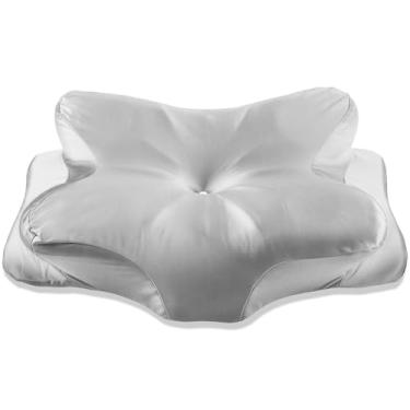 Imagem de Travesseiro de pescoço com memória, confortável, científico, suporte de pescoço de 4 zonas, design ergonômico para proteção de pescoços (cinza prateado)