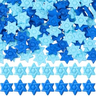 Imagem de Wesiti 200 peças mini ornamento de estrela de Davi de resina Hanukkah decoração estrela de Davi estatuetas a granel azul decoração judaica para decorações felizes de festa de Hanukkah Chanucá