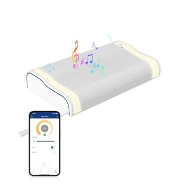 Imagem de Hopihe Travesseiro despertador nascer do sol com luz natural para despertar, travesseiro cervical inteligente para dormir, almofada Bluetooth de som com controle de aplicativo para ruído branco