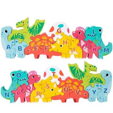 Imagem de Brinquedo Educativo Madeira Dinossauro Alfabeto Letra Criança Didático