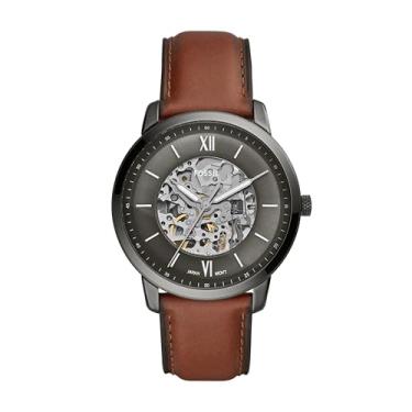 Imagem de Fossil Relógio masculino automático mecânico de aço inoxidável Neutra, Fumaça, marrom,