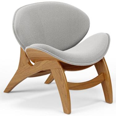 Imagem de Poltrona Decorativa Orgânica Sala Living Kadosh L02 Bouclê Cinza - Lyam Decor