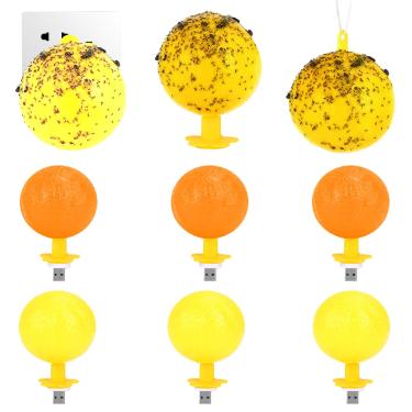 Imagem de Bola de armadilha original para moscas de frutas com luz, 6 peças de apanhador de fungos e mosquitos para pendurar, bola adesiva de captura de cola, mosca, mosquito, vespa, vespa, insetos voadores