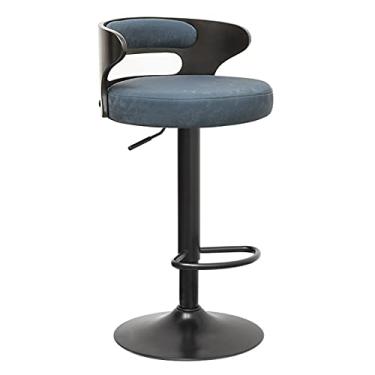 Imagem de YAYA2021-SHOP Cadeira de bar de couro PU fosco cadeira de bar sala de estar móveis de cozinha encosto alto banco de bar europeu bar giratório levantamento bar bar bancos ajustáveis (cor: B)