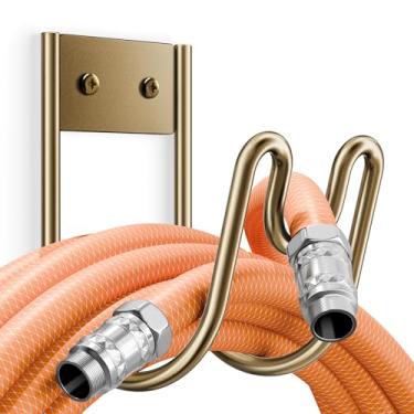 Imagem de Suporte de mangueira de jardim de metal bronze - Suporte de mangueira resistente montado na parede para mangueira de água cabos de extensão mangueira de vácuo
