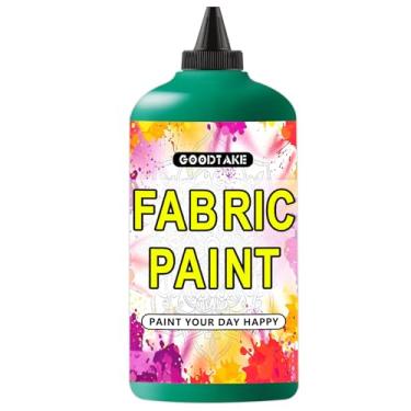 Imagem de GOODTAKE Tinta de tecido verde para roupas, tintas acrílicas para pintura em tela, pintura artística - tinta têxtil leve e vibrante (verde, 35 Fl.Oz)