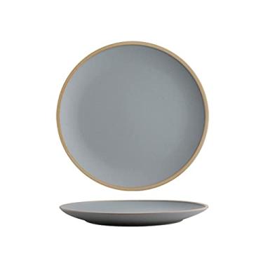 Imagem de Prato de serviço pratos de jantar de porcelana de 26,5 cm elegantes pratos de sobremesa redondos foscos para salada de sushi, bife e macarrão, pratos de mesa domésticos, pratos de cores sortidas (cor