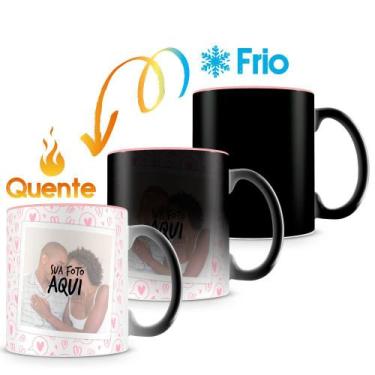 Imagem de Caneca Mágica Personalizada com Interior Rosa - Amor (2 Fotos) - Amo C