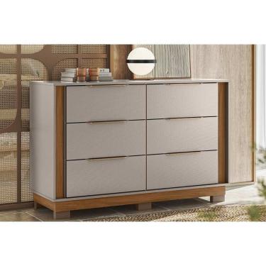 Imagem de Cômoda De Quarto Giardino C- 6 Gavetas E Pés Nogueira Touch-nude Prime - Demóbile