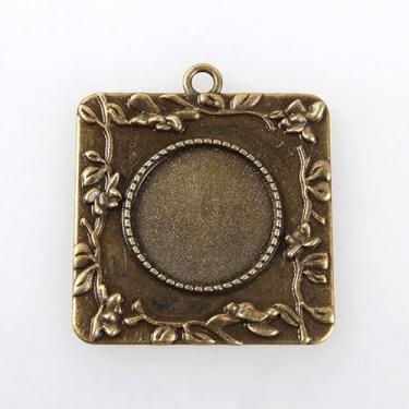 Imagem de 10 peças com pingente de liga de cabochão configurações de bisel vintage planas redondas bandejas em branco cabochão moldura bronze antigo para fazer joias, colar faça você mesmo, brinco, artesanato