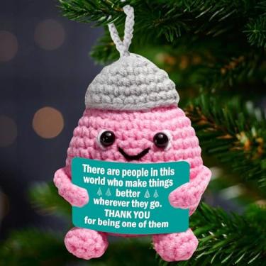 Imagem de Mini enfeite de agradecimento de crochê feito à mão 2025 – Decoração de Natal de gratidão para colegas de trabalho, professores, chefe, amigos, família, presente de lembrança de agradecimento, mesa