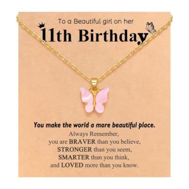 Imagem de Colar de borboleta Happy 5th 6th 7th 8th 9th 10th 11th 12th Birthday Gifts Necklace Gifts For Family Members, One Size, Metal, Sem Pedra Preciosa