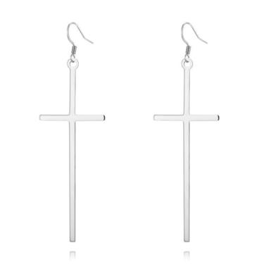 Imagem de Brincos femininos com cruz de fé, cruz, esperança, amor, piedade, pingente, joias, presentes, Medium, Metal, Sem pedra preciosa