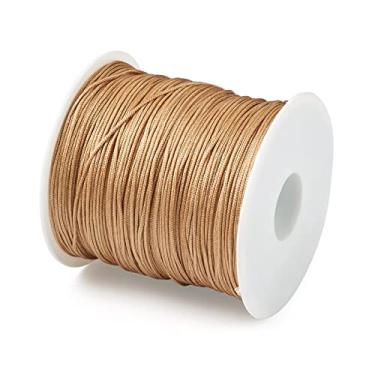 Imagem de Cordão de nylon 100 m de 0,8 mm, haste dourada escura, fio de macramê chinês para fabricação de joias, materiais de embrulho Kumihimo, artesanato faça você mesmo