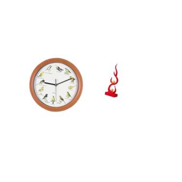 Imagem de Fenteer Relógio de Parede com Pássaro Cantando, Estátua Abstrata de Fogo, Estatueta de Resina com Chamas, Relógio de Parede Decorativo, Relógio Pendurado, Esc