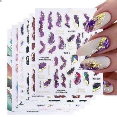 Imagem de Adesivo de unhas de mármore 3D 6 cores adesivo de unhas de mármore dourado autoadesivo adesivo feminino design de unhas adesivo de unha bronzeador arte de unhas de mármore