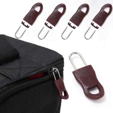 Imagem de Cabeça de zíper de substituição, extrator de zíperes removíveis sem ferramentas para bagagem, mochila escolar, ajuste final, etiqueta de corda, roupas, marrom grande