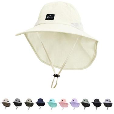 Imagem de Chapéu ZOORON Kids Sun Hap UPF 50+ com aba de pescoço bege 52-56cm