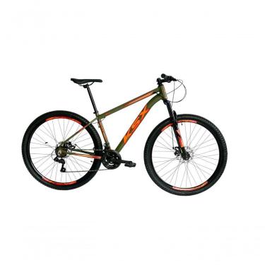 Imagem de Bicicleta Aro 29 Ksx Sd7 21v Cabos Internos Alumínio Freios A Disco Garfo Suspensão Verde Militar Laranja Tamanho 21