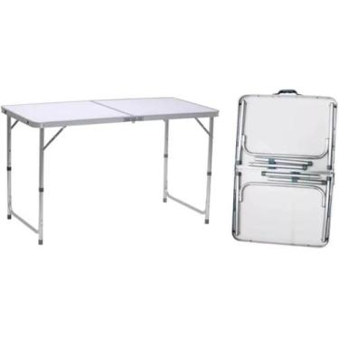 Imagem de Mesa Dobrável de Alumínio com Tampo de MDF 1,20 x 60 CM Estampa Bege C