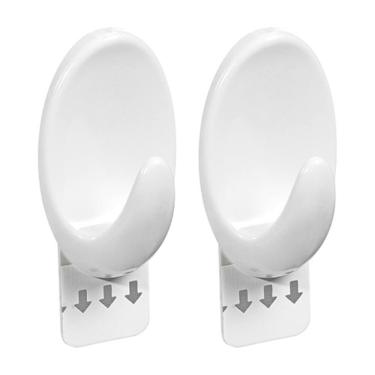 Imagem de Gancho Oval Plástico Branco Com Adesivo M - 2 Unidades - Or30112 - Ordene