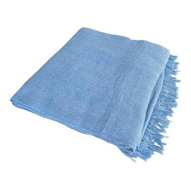 Imagem de Manta Grande De Algodão Para Sofá, 210 X 120 Cm(Azul Bebê)
