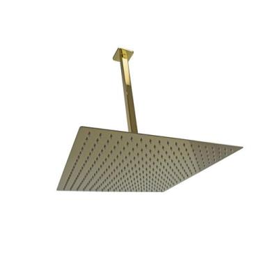 Imagem de Ducha Inox Quadrado 40x40 Dourado Com Braço Suporte Teto 40 Cm - AMG M