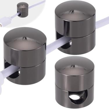 Imagem de OIIKI 3 conjuntos de suportes de cabo de carregador, organizadores de cabos de clipe de cabo adesivo, gerenciamento de fio ajustável de metal, acessórios de mesa de escritório para carregador, cabo de