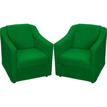Imagem de Kit 2 Poltronas Mila Pé De Plástico Cromado - Verde Suede