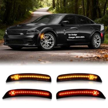 Imagem de Bestview 4 peças de marcadores laterais de LED para Dodge Charger 2015-2021: Lâmpadas de LED para para-choque estilo X, luzes de marcação lateral âmbar frontal e vermelha, kit de luz lateral à prova