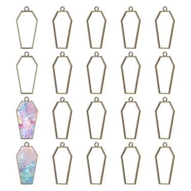 Imagem de CHGCRAFT 20 peças de pingentes vazados em formato de caixão vazio em forma de moldura aberta pingentes de pingente de moldura aberta para fazer joias de resina DIY brinco chaveiro kit de colar, bronze