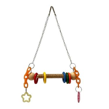 Imagem de Fxzqgnh Balanço para Gaiola de Pássaros, Poleiro para Pássaros, para Roer, para Ficar em Pé, Plataforma Suspensa para Papagaios, Poleiro de Madeira para Periq