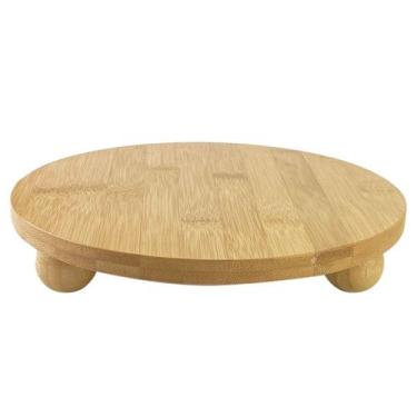 Imagem de Bandeja De Bambu Redonda Circular Com Pés Redondos - Livon