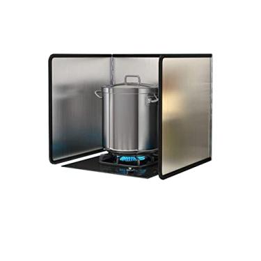 Imagem de HYUIO Protetor contra respingos de aço inoxidável antirespingos para fogão, protetor contra respingos de barreira de óleo dobrável, protetor de respingos de óleo de cozinha antiaderente