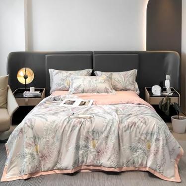 Imagem de Cobertor de luxo de verão, mantas de cama de verão, edredom leve, edredom de algodão, colcha de verão, colcha fina gelada, estampa floral, para todas as estações, 020,200 × 230 cm