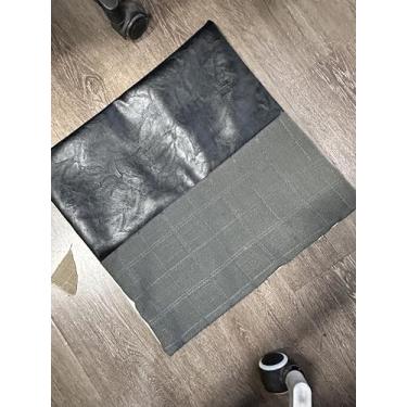 Imagem de cygnus Capas de almofada xadrez de linho de couro sintético 45,7 x 45,7 cm, conjunto de 2 capas de almofada vintage vintage boho moderno para sofá, cadeira, sofá, quarto, lado único, carvão