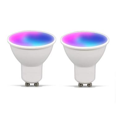 Imagem de Lâmpadas LED inteligentes Bluetooth Tuya RGBCW, E27, sincronização de música, mudança de cor, com controle de aplicativo para sala de estar, festa, pacote com 2. (GU10)