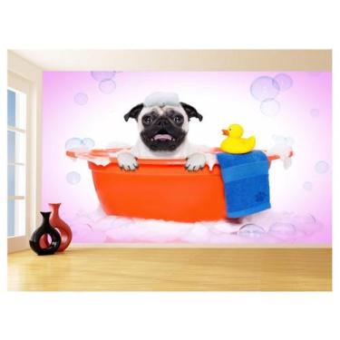 Imagem de Papel De Parede Animal Cão Petshop Banho Tosa 3,5M Anm398 - Você Decor